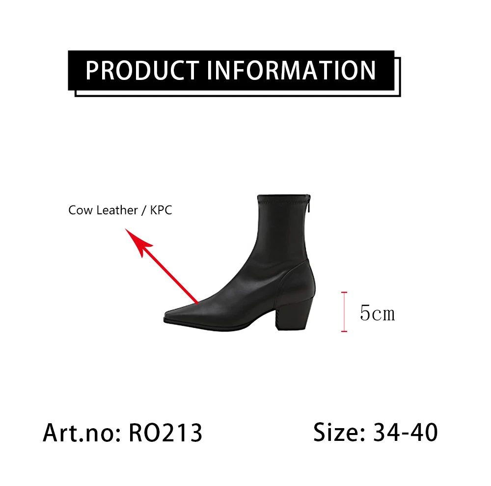 

RJN Stylish Autumn Ankle Boots Little Square Toe Mid-heel High Quality Cow Leather Zipper Shoes Comfortable Women Boots RO213