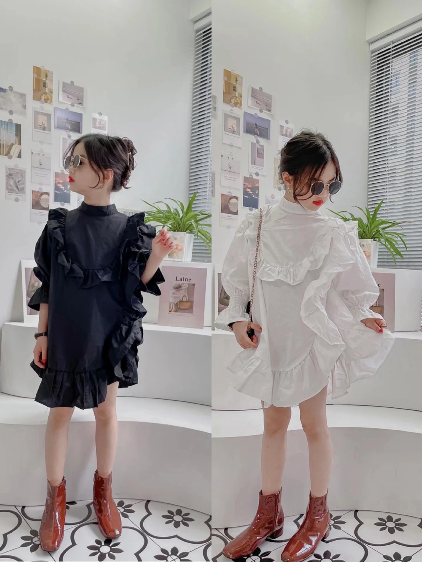 

13 14 Years Girls Ruffle Shirt Dress Spring 2022 Children Irregular White Dresses Long-sleeve Princess Party Dress Girl Clothes