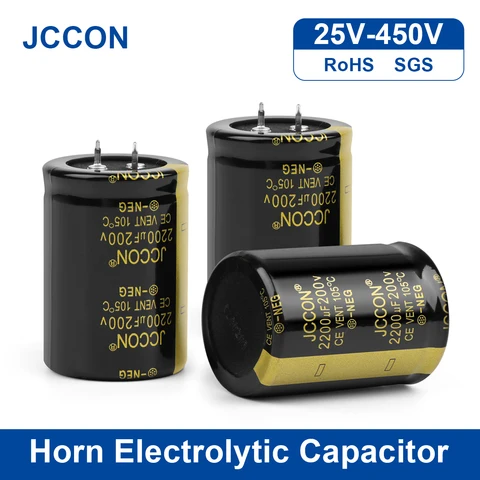 Электролитический конденсатор JCCON, 25 в, 63 в, 80 в, 200 в, 450 в, 100 мкФ, 150 мкФ, 180 мкФ, 220 мкФ для аудио, Hifi, усилитель, высокая частота, низкая ESR