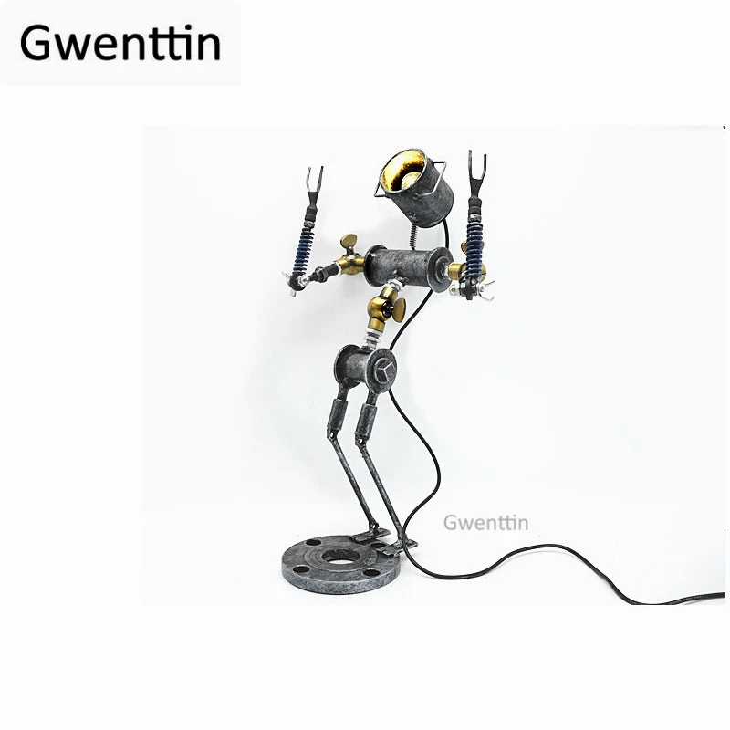 Винтажная труба робот стол Сделай Сам лампы Ретро железная светодиодная Лофт