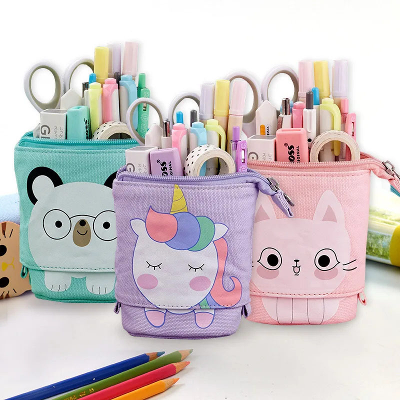 Чехол карандаш Kawaii Cat из парусины милый чехол с единорогом Регулируемый