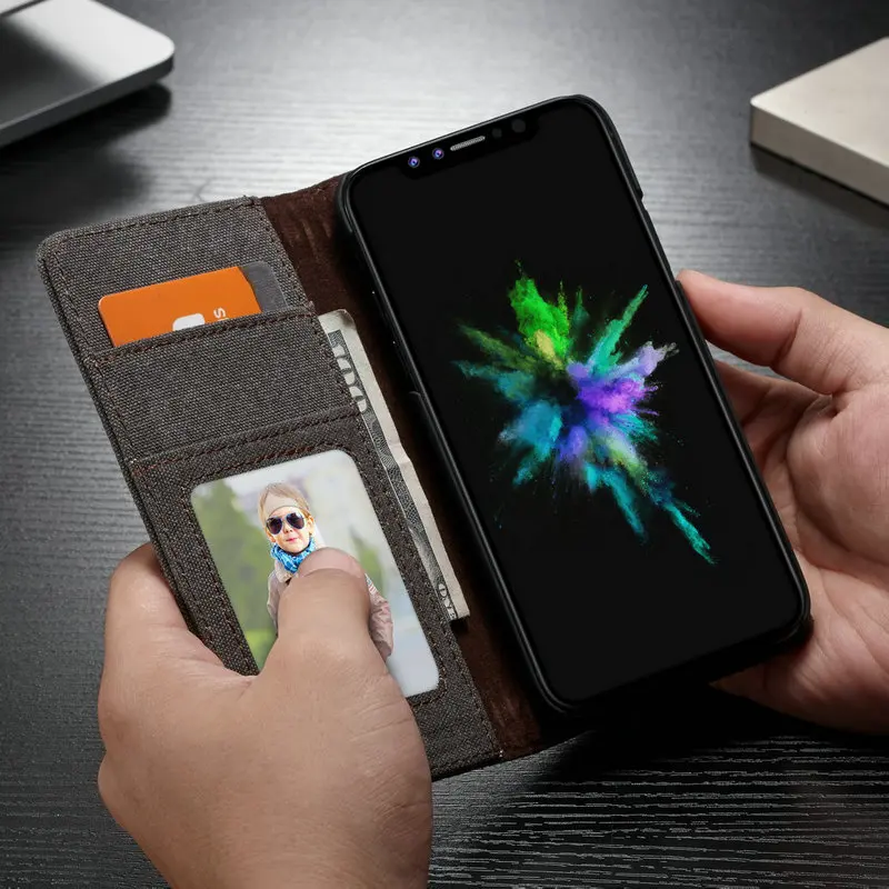 Роскошные магнитные Швейные Джинсы + кожаный чехол бумажник для iPhone X книжка iphone XR