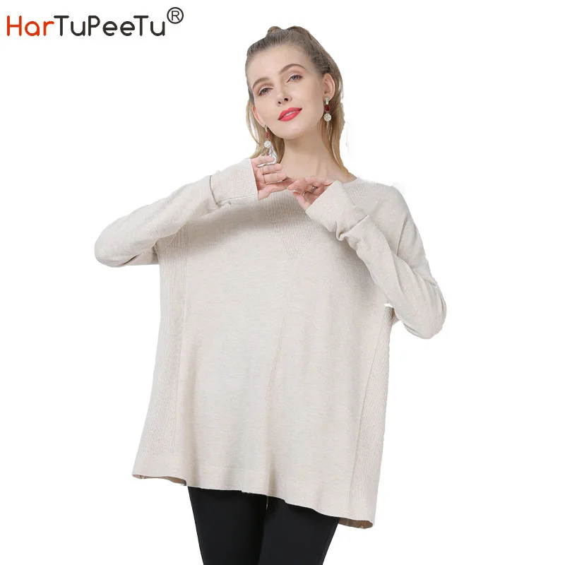 New Solid Pullover Sweater Women Oversize Knit Sweaters Long Sleeve 2020 Autumn Winter Loose Casual Homewear