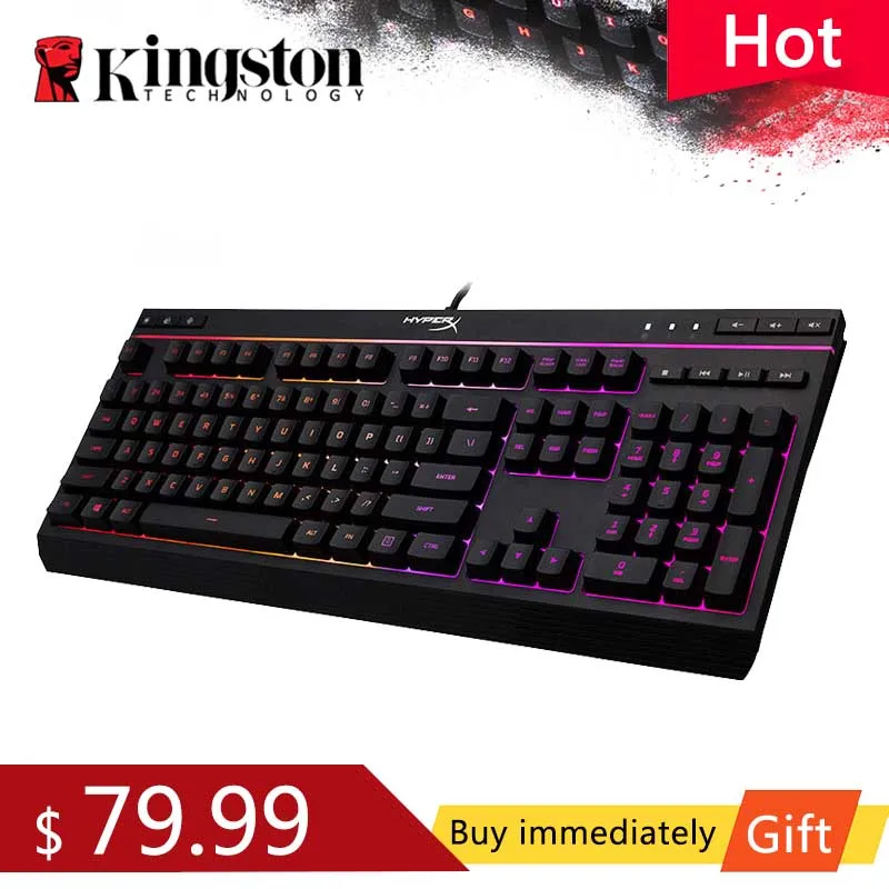 

Игровая клавиатура KINGSTON HyperX, легированная, RGB-мембрана, металлическая панель, Esports, клавиатура, динамические эффектов, водостойкая клавиатур...