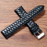 watch strap special woven pattern strap blue black soft replacement braided for smart wrist band leather 20mm 22mm 24mm