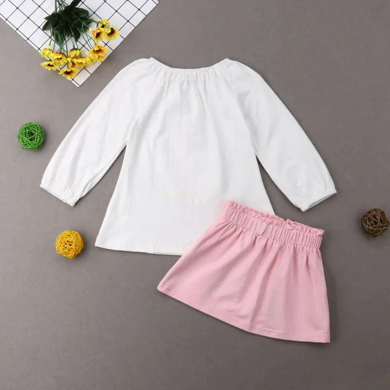 

Newborn Infant Kid Baby Girl Off Shoulder Cartoon T-shirt Tops+Tutu Skirts Outfits Set Casual Girls Suit