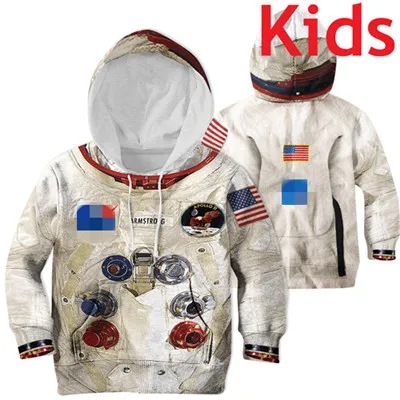Kids hoodies Семья подходящая друг к другу одежда 3D Армстронга пространство люкс для всей семьи: папы, толстовки "для мам" Толстовка футболки Повседневное астронавт скафандр - Цвет: Kids hoodies