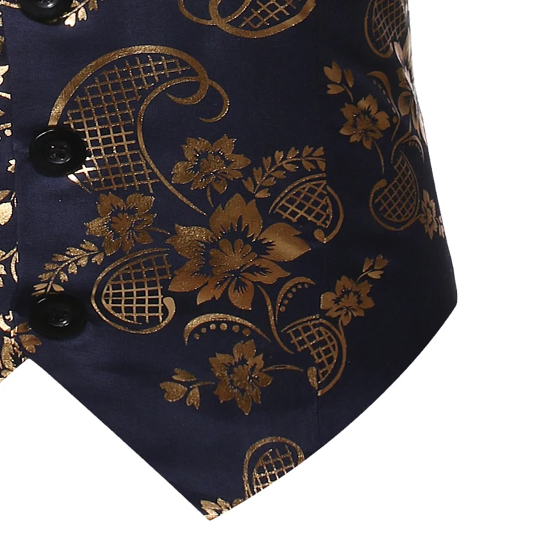 

Mens Classic V Neck Suit Vest 2020 Fashion Gold Paisley Foil Print Dress Waistcoat Men DJ Club Prom Vest Men Gilet Costume Homme