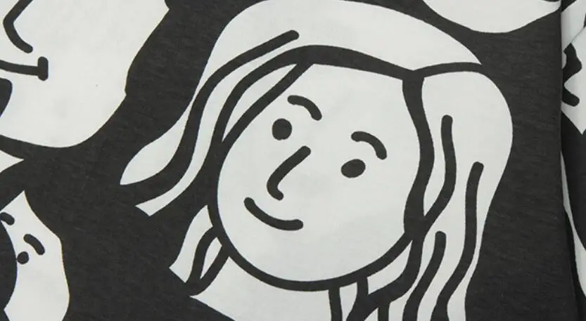 

2021 Summer new Cartoon face print T-shirts Men Short sleeve Hip hop loose O collar Cotton Tshirts Man women Tops w1798