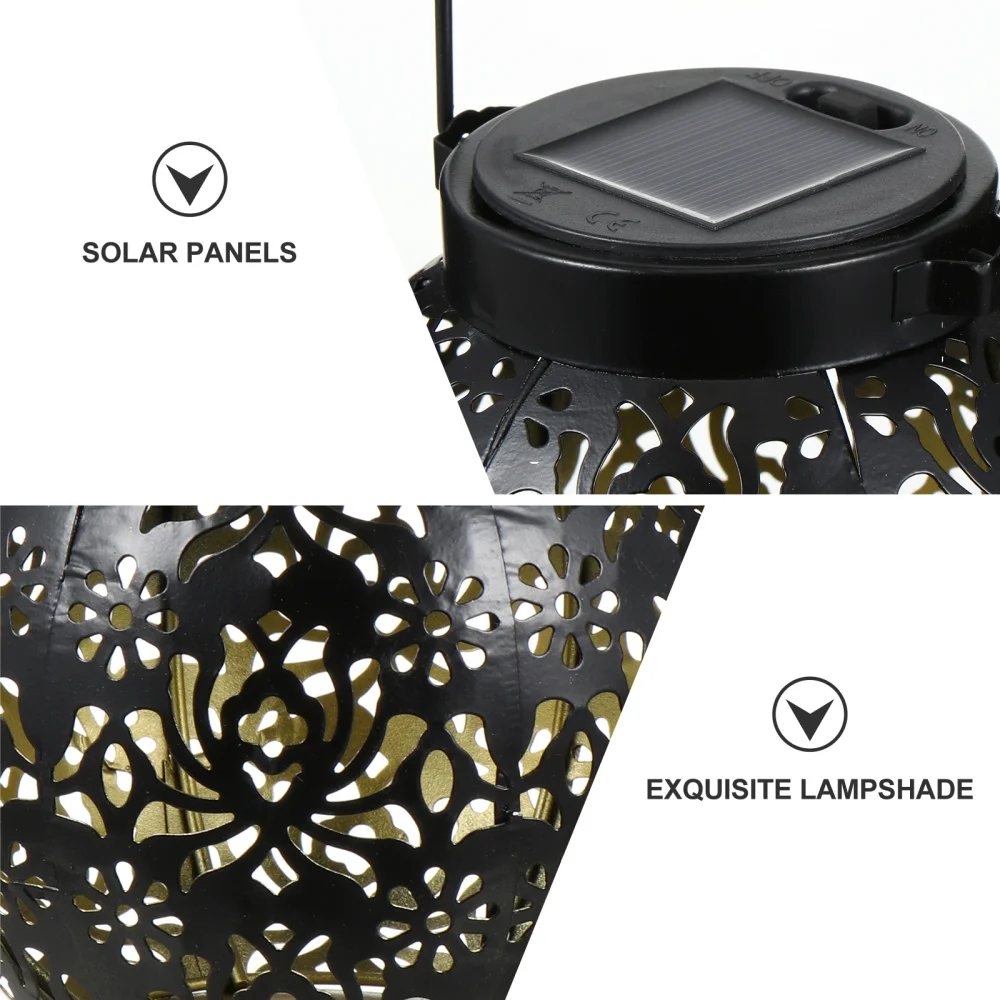 

1pc Yard Outdoor Waterproof Solar Lantern Hollow Out Solar Light with Handle