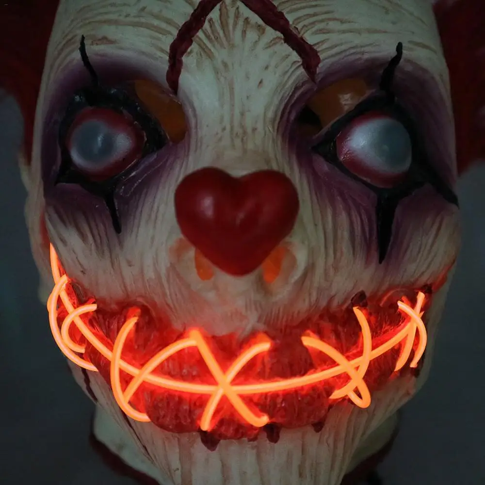 Светодиодный ужасная маска пеннивайза Джокера косплей латексные страшные маски