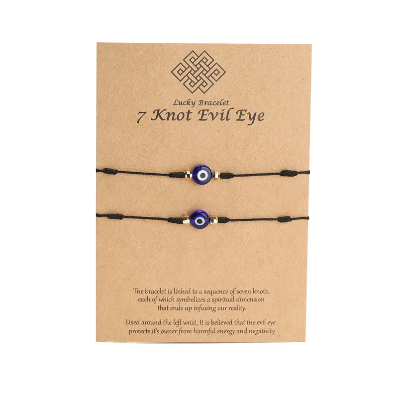 Женский браслет на мизинцах из плетеной бумаги с голубым смайликом и карточками