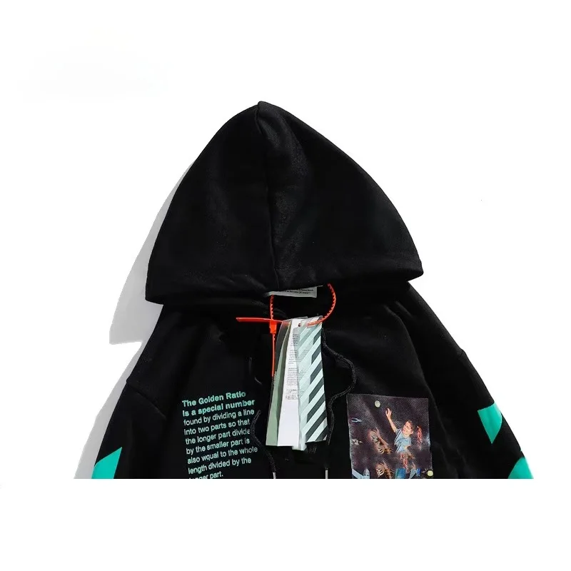 

Hip Hop Men's Sweatshirt Harajuku Hoodie Streetwear Cotton Loose Print Pullover Hooded Couple Black and White Autumn Winter 2021