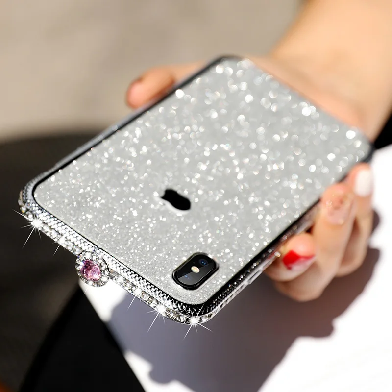Chic Glitter Rhinestone Case for iPhone 11 Pro XS Max Xr Bling Powder Diamond Metal Aluminum Shiny 8 7 6S Plus |