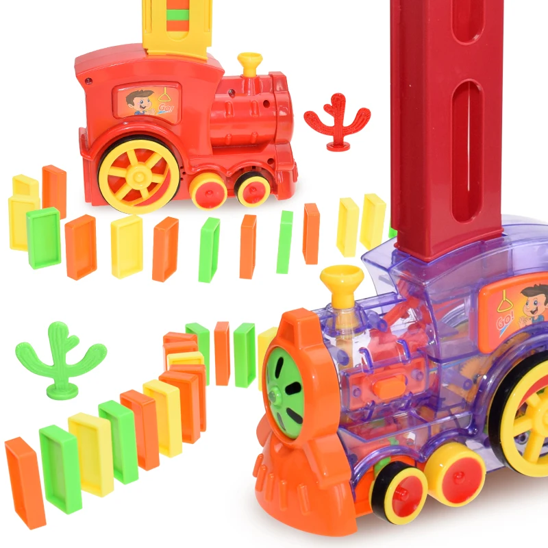 Kids Domino Train Car Set Sound Light Automatic Laying Brick Colorful Dominoes Blocks Game Educational DIY Toy Gift | Игрушки и хобби