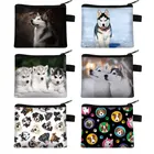 Мини-кошелек с милым рисунком хаски, женский бумажник на молнии с милыми объемными собаками, миниатюрная Кредитная карта для подарка