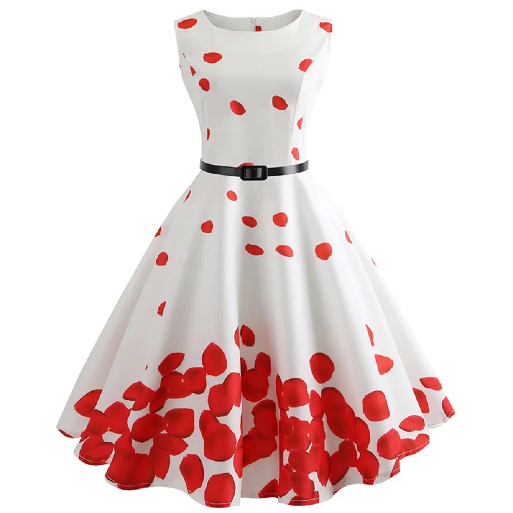 

Womens white red dance party & club knee legnth dress ladies casual dresses