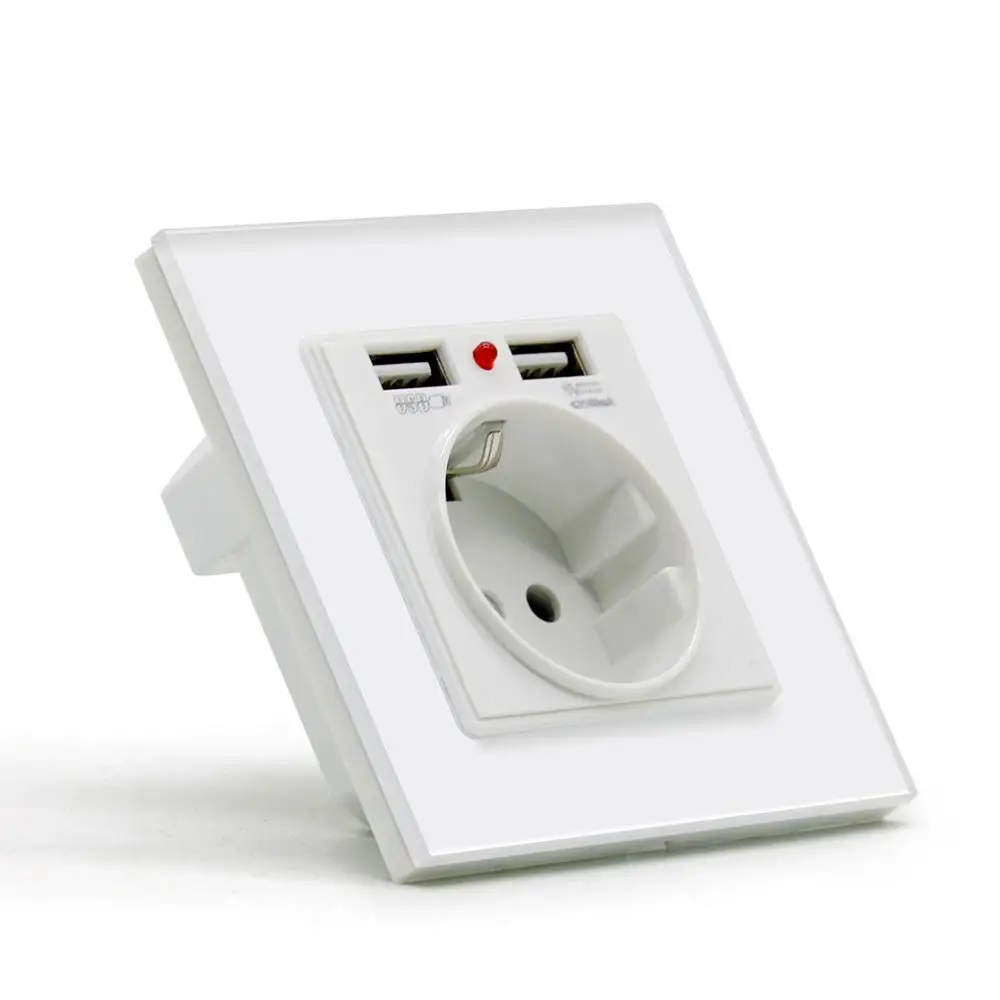 BSEED ЕС розетки один Мощность белого и черного цвета Туфли с двумя золотыми USB