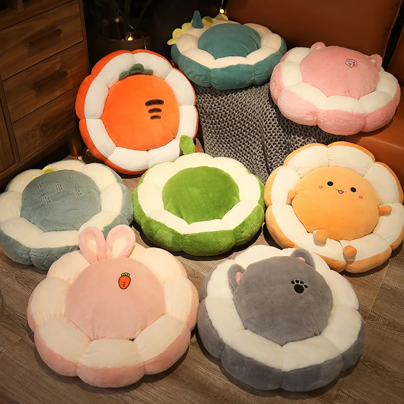 

New Arrival Animal Fruit Plush Stuffered Cushion Independent Liner Cute Emotion Bread Cat Office Chair Pain Relief Cushion