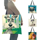 Льняная сумка-тоут с персонализированным изображением собаки, золотистый ретривер, Женская тканевая сумка-тоут для покупок, школьные портфели для студентов