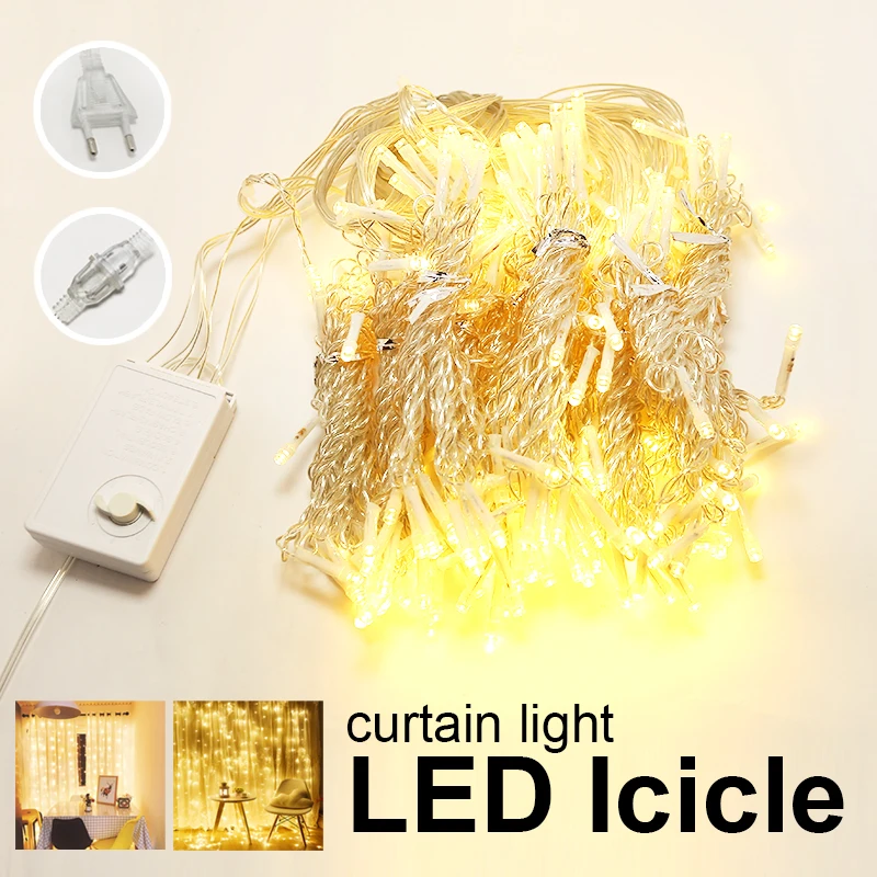 

Christmas Lights Icicle Curtain Led String Light Remote Christmas Decorations for Home Outdoor Wedding Holiday Lighting Decor