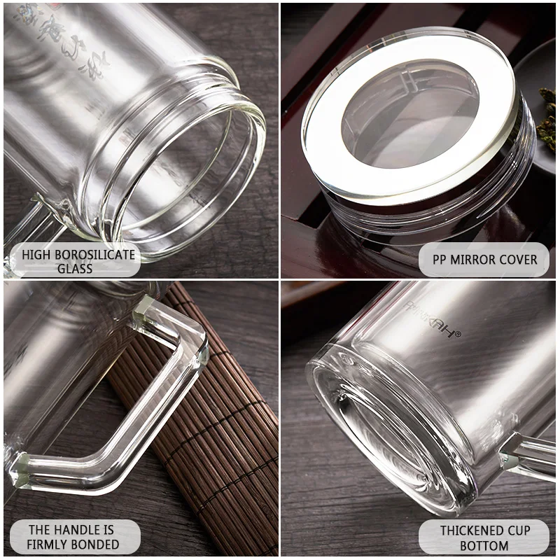 Кружка для воды Pinkah с двойными стенками утолщенное стекло чайным наполнением SUS304