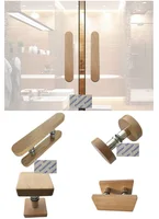 Clear Painted Solid Wood Back To Back Glass Door Pull Knob For Commercial Entry Bath Sauna Shower Enclousre