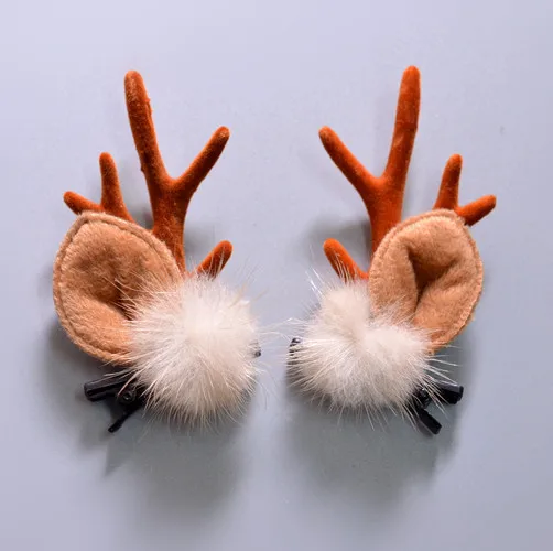 Новый милый рога оленя для волос Зажимы Рождество год красный головной убор Moose