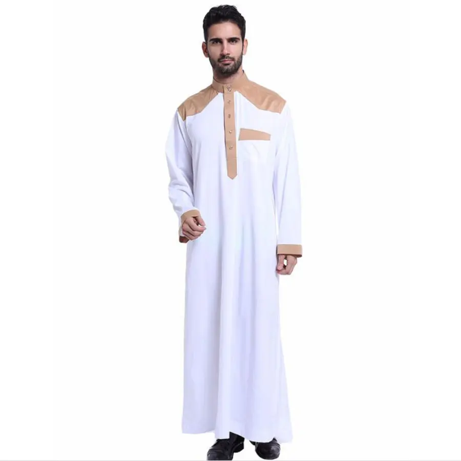 Ropa islámica musulmana para hombres, túnica larga de retales de Jubba Thobe, ropa de musulmán saudita, Abaya, caftán, Islam, Dubai, Abaya árabe, suéter