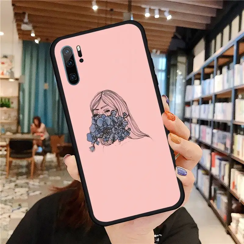 

Retro Art line pair love sun flower Phone Case For Huawei honor Mate P 9 10 20 30 40 Pro 10i 7 8 a x Lite nova 5t