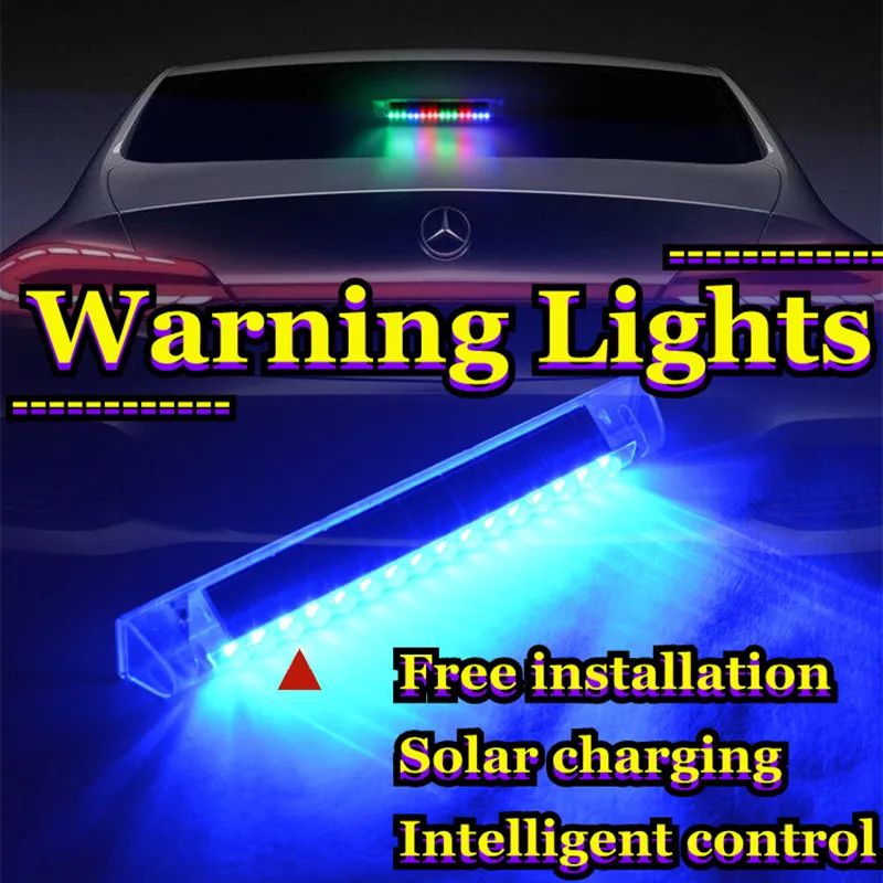 

Car Warning Strobe Lights Solar Powered LampAuto Outdoor Rear Windshield Wireless Decoration 16LED Energy Accessorie 1pc 7Colors