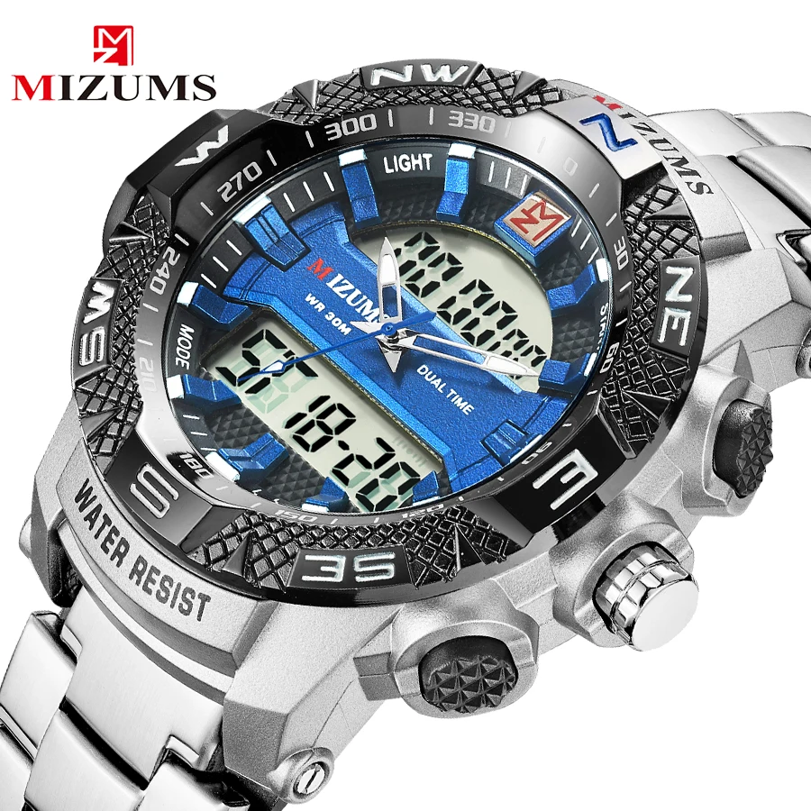 

MIZUMS Men Watch Luxury Brand Sport Style Watches Mens Quartz Wristwatch Male Full Steel Waterproof Clock Man Relogio Masculino