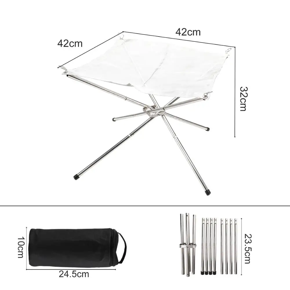 Уличная портативная пожарная стойка складной настольный гриль из нержавеющей