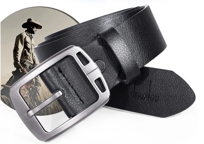 Мужской классический ремень из искусственной кожи с металлической пряжкой и