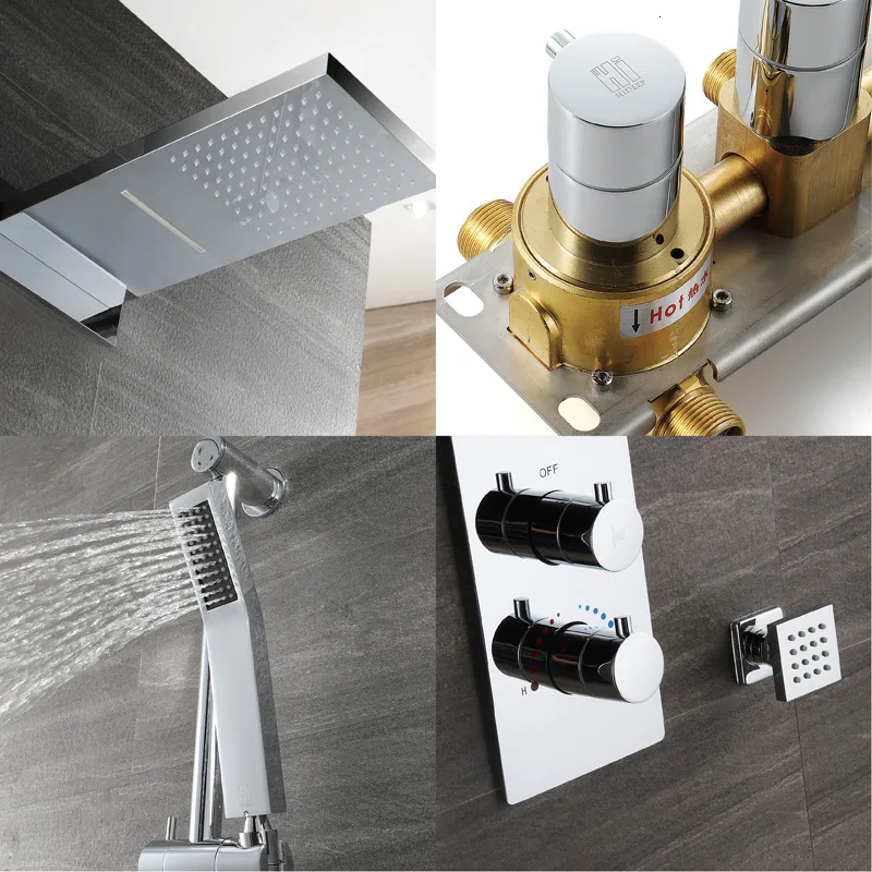 Делюкс душевая игра три функции SUS304 головка на крыше кран горячей и холодной воды