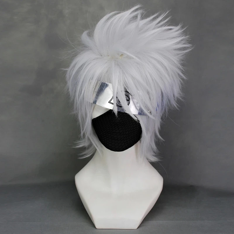 

Парик для косплея Какаси хатакэ из коротких многослойных синтетических волос серебристо-серого цвета, термостойкий, для костюма с повязкой...