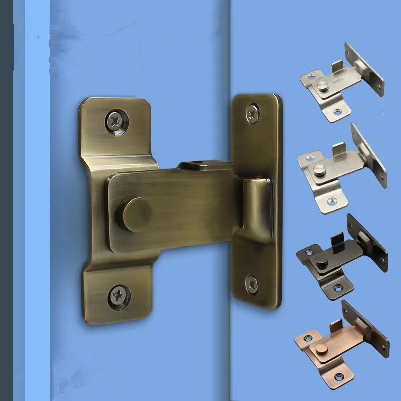 90 Degree Door Sliding Lock Latch Hasps Bending Latch Barrel Bolt Stainless Steel Right Angle Large Door Anti-theft Buckle