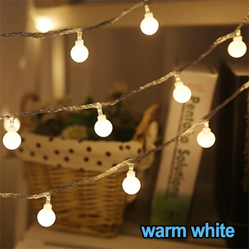 Warm White Гирлянда, светодиодный, гирлянда, рождественские, комнатные, сказочные огни, гирлянда на батарейках, шар, занавеска, украшение, дерево, праздничные огни, для улицы - Испускаемый цвет: Warm White