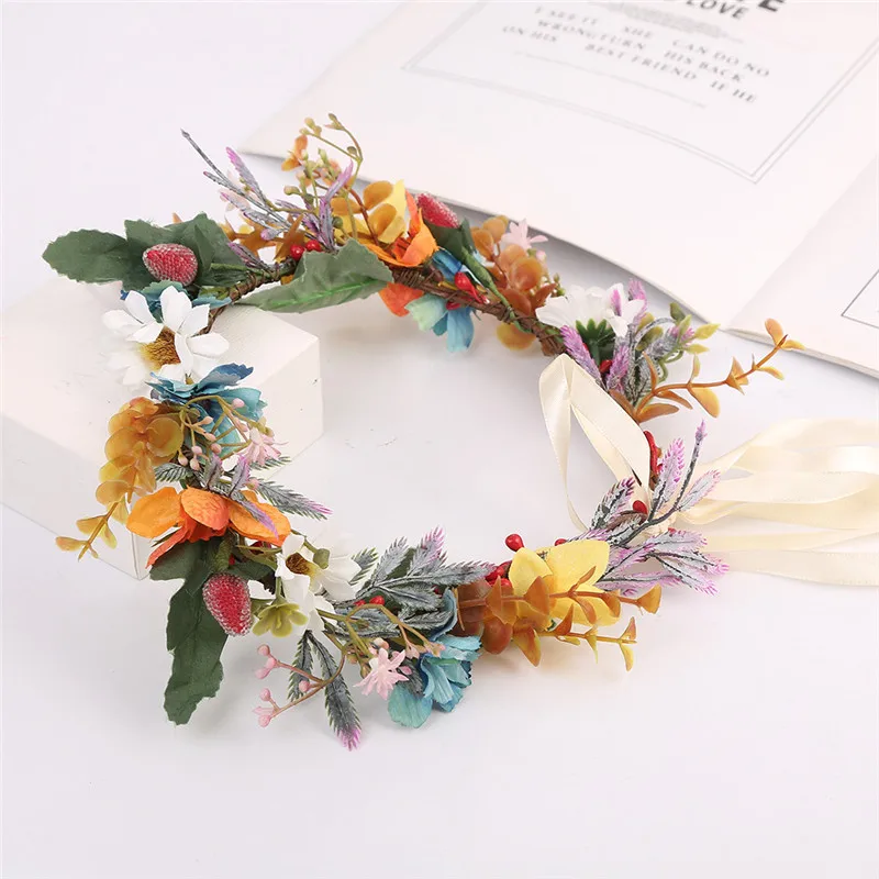 CC Цветочная Корона искусственный Венок Свадебные аксессуары для волос женщин