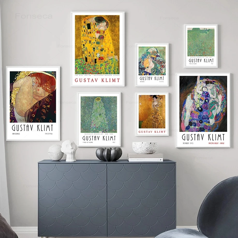 Настенная картина Густава Климта Венский поцелуй секс-девушка растение