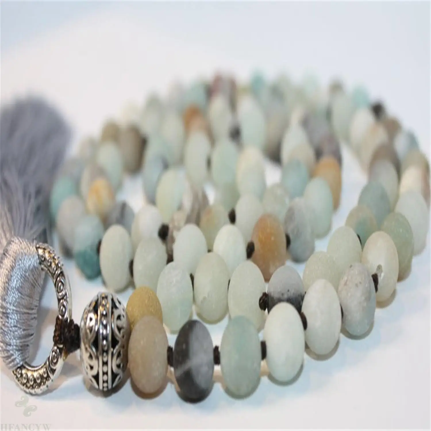 6mm Matte Amazonite 108 Beads Handmade Tassel Necklace Pray Chakra Reiki Bless Ruyi | Украшения и аксессуары