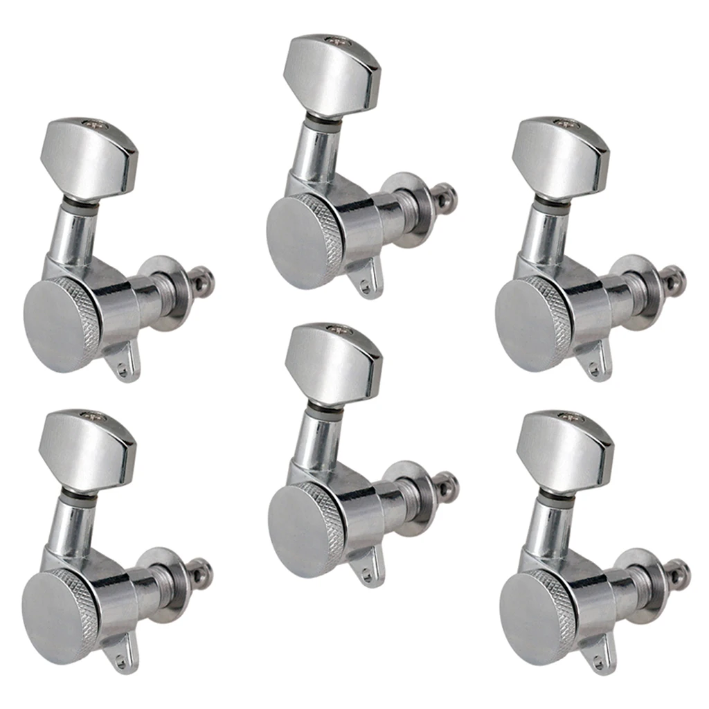 

6pcs 6R Electric Guitar Tuners Machine Heads Tuning Pegs (Silver)