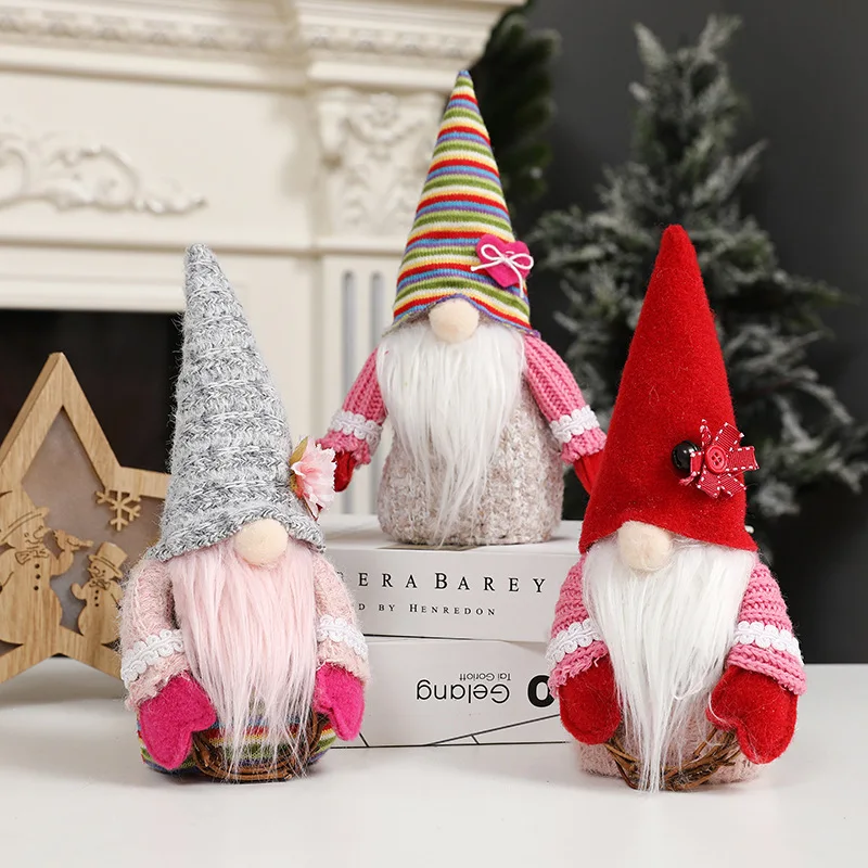 

Christmas Decoration Hand Holding Rattan Ring Faceless Doll Christmas Dwarf Valentine's Day Gift Ornaments