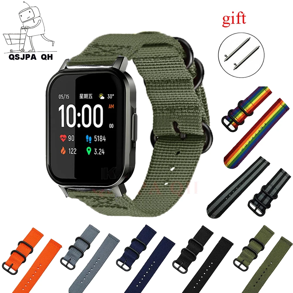 

Тканый ремешок с нейлоновой петлей 20 мм для умных часов Xiaomi Haylou LS02, носимый браслет на запястье для Amazfit Bip /GTS 2, ремешок для часов