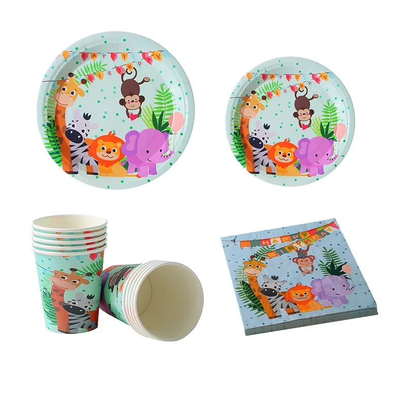 Джунгли животные предметы для украшения дня рождения на тему зоопарка вечерние