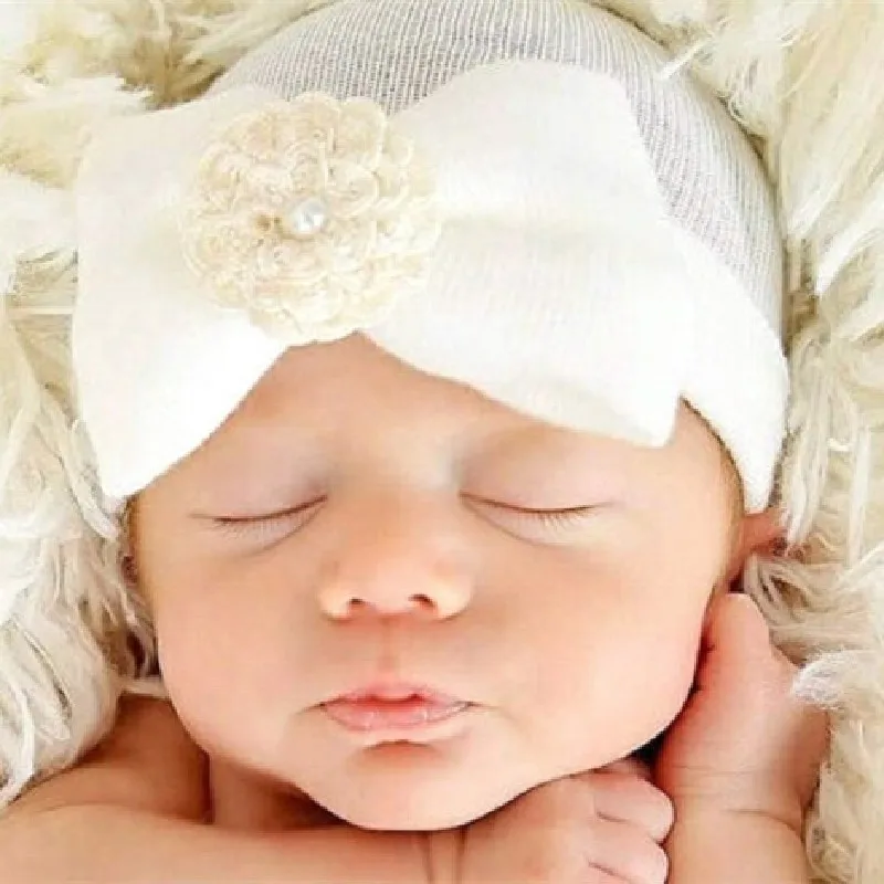 

Pink Blue Purple Spring Autumn Knit Cap Boy Baby Soft Hat Toddler Striped Bow Beanies Hospital Girls Warm Bonnet 0-6M