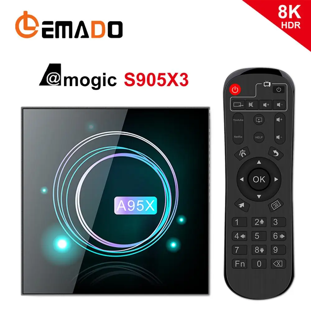 LEMADO tv Box Android 9 0 Amogic S905X3 4 Гб ОЗУ 64 ПЗУ 4K 75fps Netflix Google голосовой помощник A95X 2G