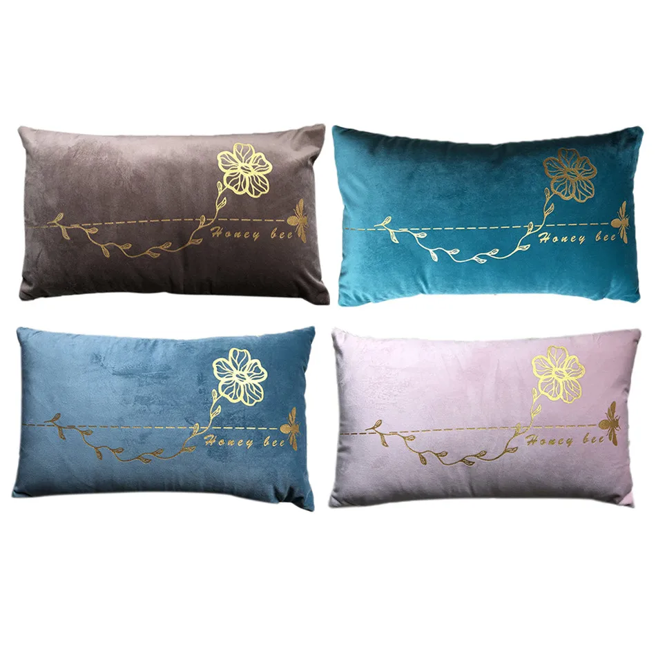 Золотые Бархатные чехлы на подушки Fuwatacchi наволочки с принтом в виде пальмовых