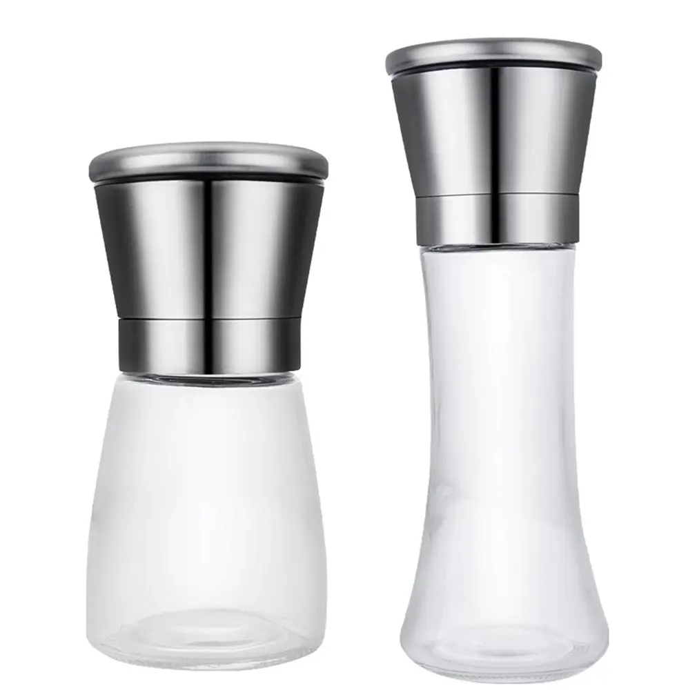 

Salt And Pepper Grinder Set - Refillable Stainless Steel Shakers With Adjustable Coarse Mills Portable spice jar containers