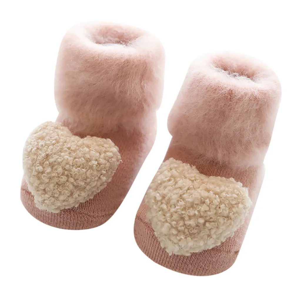 Милые зимние теплые хлопковые носки для малышей домашние Разноцветные детские